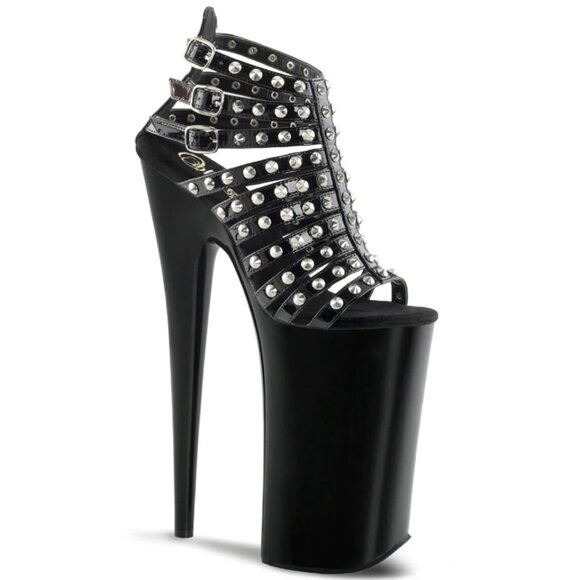 Pleaser Beyond Studded Xtra High Platform Studded Heels Size 9 - Picture 1 of 4